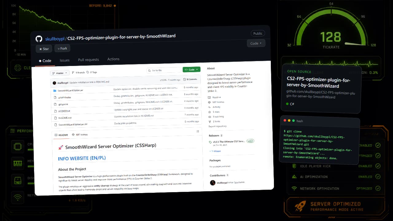 Podgląd projektu CS2 Server Optimizer plugin