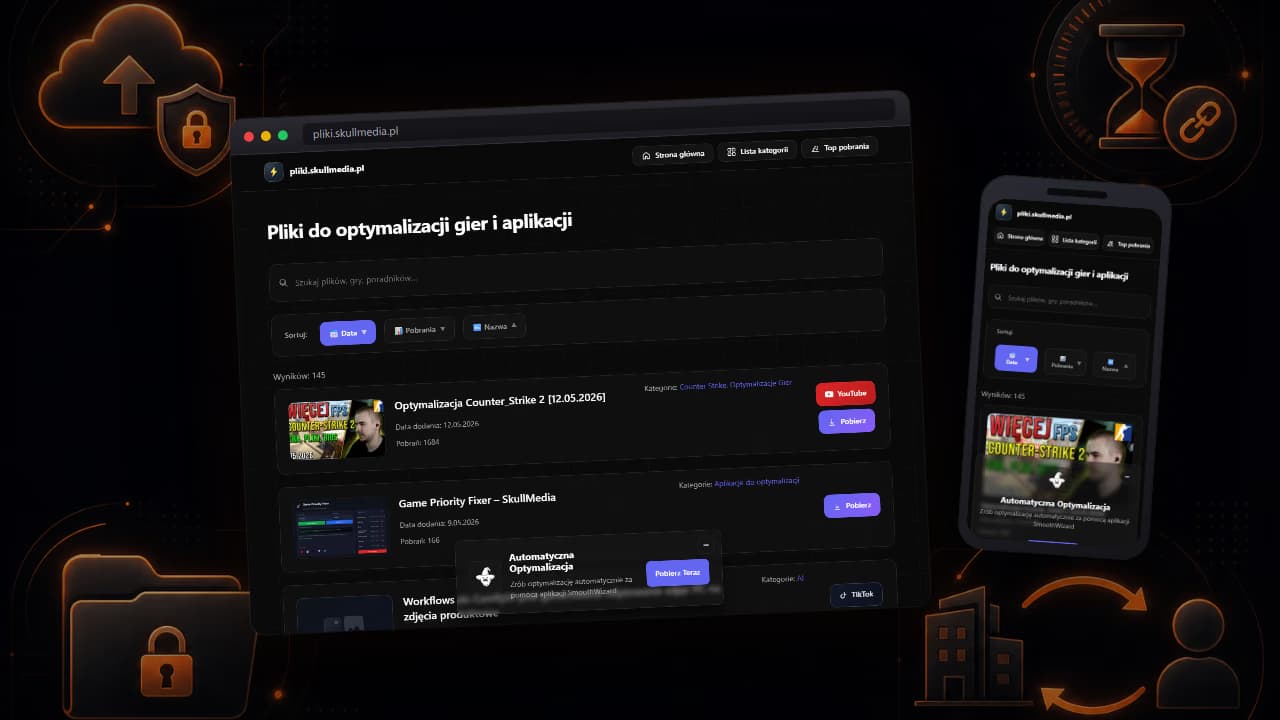 Podgląd projektu pliki.skullmedia.pl - strona do udostępniania plików, filmów dla widzów